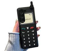 GO-VOLMON Coque mignonne pour Samsung Galaxy Z Fold 7 en polycarbonate rigide design 3D, rétro drôle couverture de téléphone noir, motif homme et femme kawaii créatif coque pour Galaxy Z Fold 7