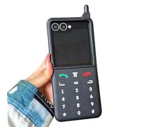 GO-VOLMON Mignon Filles Coque pour Samsung Galaxy Z Flip 7 Hard PC Design 3D Design Rétro Drôle Couverture Noir Téléphone Motif Homme et Femme Kawaii Creative Case pour Galaxy Z Flip 7