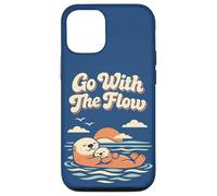 Go with The Flow Cute Sea Otter Retro Animal Coque pour iPhone 12/12 Pro