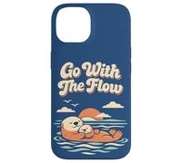 Go with The Flow Cute Sea Otter Retro Animal Coque pour iPhone 14