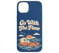Go with The Flow Cute Sea Otter Retro Animal Coque pour iPhone 14 Plus