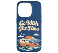 Go with The Flow Cute Sea Otter Retro Animal Coque pour iPhone 14 Pro