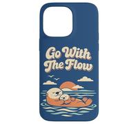 Go with The Flow Cute Sea Otter Retro Animal Coque pour iPhone 14 Pro Max