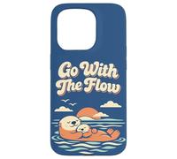 Go with The Flow Cute Sea Otter Retro Animal Coque pour iPhone 15 Pro
