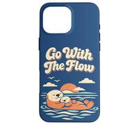 Go with The Flow Cute Sea Otter Retro Animal Coque pour iPhone 16 Pro Max