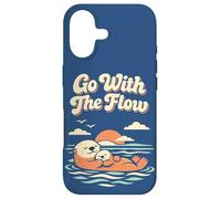 Go with The Flow Cute Sea Otter Retro Animal Coque pour iPhone 17
