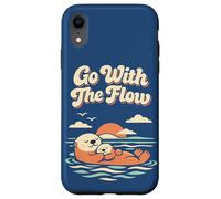 Go with The Flow Cute Sea Otter Retro Animal Coque pour iPhone XR