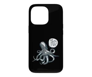 Go with The Flow Octopus Illustration rétro dessinée à la Main Coque pour iPhone 13 Pro
