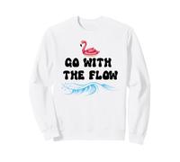 Go with The Flow Pink Flamingo Beach Vacation Summer Vibes Sweatshirt