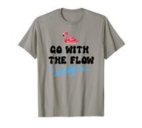 Go with The Flow Pink Flamingo Beach Vacation Summer Vibes T-Shirt
