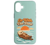 Go with The Flow Sea Otter Retro Animal Coque pour iPhone 16 Plus