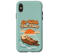 Go with The Flow Sea Otter Retro Animal Coque pour iPhone X/XS