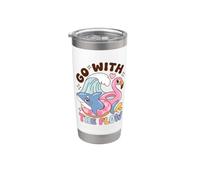 Go With The Flow Shark Pool Day Saying Gobelet isotherme en acier inoxydable double paroi