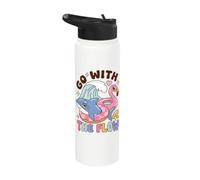 Go With The Flow Shark Pool Day Saying Stainless Steel Insulated Water Bottle