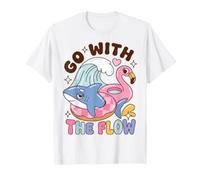 Go with The Flow Shark Pool Day Saying T-Shirt
