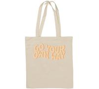 Go Your Own Way Sac fourre-tout en coton naturel avec logo ondulé Blanc