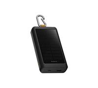 Go2 series - Banque d'alimentation - with solar and lamp - 10000 mAh - 20 watt - Supercharge - 2 connecteurs de sortie (USB-C, USB) - noir charbon