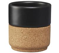 Go4Cork Amorim Cork Lot de 4 tasses à café en céramique 325 ml | Tasse en céramique pour latte, cappuccino, café, thé | Passe au lave-vaisselle et au micro-ondes avec bouchon amovible | Noir mat