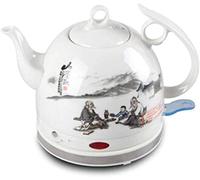 GOABXYEN Bouilloire à Eau Chaude Bouilloire électrique en céramique sans Fil théière - pichet rétro 1 L, Base Amovible 1000 W, ébullition Dryion/B XXZ