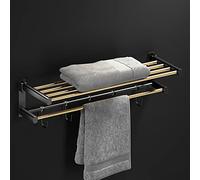 GOABXYEN Étagères de Salle de Bain en Or Noir Barre de Serviette Pliante Panier Triangulaire de Rangement de Rangement de Rangement de Rangement Accessoires muraux XXZ