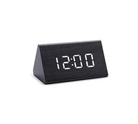 GOABXYEN Horloge numérique au Design Classique LED, réveil en Bois, contrôle du Son, horloges électroniques de Bureau, alimenté par USB/AAA, décoration de Table pour la Maison (S) XXZ