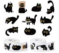 GoaePode Lot de 1 000 autocollants motif chat noir pour récompense de motivation pour loisirs créatifs, fête d'Halloween, scrapbooking, ordinateur portable, bouteille d'eau