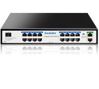 Goalake Switch PoE 19 Ports Gigabit 10/100/1000Mbps, 16 Gigabit PoE+@240W, IEEE 802.3af/at, Plug et Play, VLAN, Ideal for IP Surveillance and Access Point, Position Bureau, Mur ou Rackable