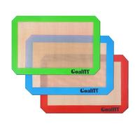 Goalfly Lot de 3 petits tapis de cuisson en silicone (30 x 20 cm), tapis en silicone pour macarons, pizzas, gâteaux (rouge, bleu, vert)