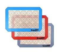 Goalfly Lot de 3 tapis de cuisson en silicone pour petits macarons (30 x 20 cm), plaque de cuisson en silicone anti-adhésive pour macarons, biscuits, pâtisserie, pizza