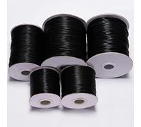 Goanilad 10 M/Lot 0.5-2.0mm Cordon Ciré Noir Cordon en Cuir PU Corde Tressée for Collier À Faire Soi-même Bracelet Bijoux Faisant des Accessoires(2.0mm)