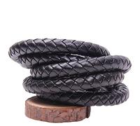 Goanilad 10mm 12mm Rond en Cuir Cordon Chaîne Collier À Faire Soi-même Bracelet Faisant Trouver Noir Marron Tressé PU Corde Bijoux Accessoires, 1 Pièces(Black,10mm 100m)