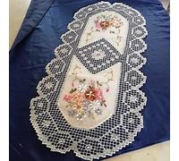 GOAQUA Na Broderie Table Dentelle Ovale rectangulaire Coton Ruban Maison Fait Main napperon au Crochet pour Noël, 40x90cm1