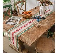 GOAQUA Runner da tavola in lino Decorazón per la casa Tovaglia per Feste di Matrimonio Tovaglia in Tela Naturale Boho Tovaglia in Cotone Bandiera da tavolo, Stile 5,30 x 140 cm