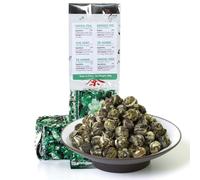 GOARTEA 4Pcs 250g / Total 35.2oz Supreme Jasmine Pearls Tea - Perles De Jasmin Thé Vert Jasmine Green Tea Thé vert au Jasmin