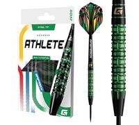 GOAT - Athlete Yellow 90% Tungstène Jeu de Fléchettes Pointe Acier, 22G/24G/26G, Jaune, avec 3 Barrels, 3 Ailettes et 3 Tiges