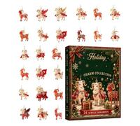 Goat Christmas - 24-Day Holiday Countdown | 2D Acrylic Pend | 10.6x9x1.37 Inch Size (27x23x3.5cm), Includes Hanging Silk Thread, Cartoon Animal Charms, Tree & Mantel Decor