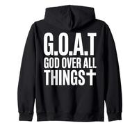 Goat God Over All Things Typographie Croix Sweat à Capuche