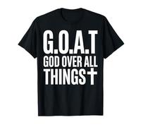 Goat God Over All Things Typographie Croix T-Shirt