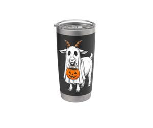 Goat Trick Or Treating - Drôle de chèvre fantôme effrayant Halloween Gobelet isotherme en acier inoxydable double paroi