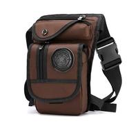 GOBBIS Sac Banane,Moto Drop Leg Bag Toile/Nylon Drop Leg Bag Fanny Pack Ceinture Hip Bum Voyage Moto Hommes Rider Off Roading Cuisse Taille Sacs (Color : Deep Coffee)