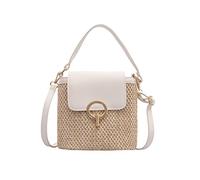 GOBBIS Sac Paille,Sac de Plage Mode Paille épaule Messenger Sacs Femmes Designer Seau Sac été Plage Paille Sac Femme Sac à Main (Color : White, Size : Natural)