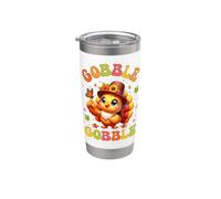Gobble Turkey Day, joyeux dîner de Thanksgiving, Pilgrim Autumn Gobelet isotherme en acier inoxydable double paroi