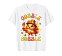 Gobble Turkey Day, Joyeux dîner de Thanksgiving, Pilgrim Autumn T-Shirt Graphique avec Valeur