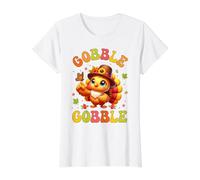 Gobble Turkey Day, Joyeux dîner de Thanksgiving, Pilgrim Autumn T-Shirt Graphique avec Valeur