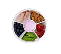GoBe Kids Snack Spinner Bundle with Hand Strap and Sticker Sheet - Reusable Snack Container with 5 Compartment Dispenser and Lid | BPA and PVC Free | Dishwasher Safe | No Spill, Leakproof