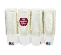 gobecups 100 Gobelets Jetables 10 afé Carton Blanc, Petit Gobelet 110 ml | Petits gobelets en carton blancs pour expresso, noisette et allongé, étanches et sans odeur, pour machine à capsules