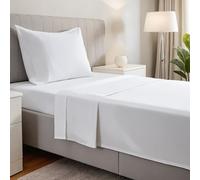 gobedreams Ensemble de Draps 3 Pièces 90x190/200, draps de lit en Microfibre de Polyester brossée. Drap Plat, Drap-Housse Ajustable et 1 taie d'oreiller. Couleur Blanc