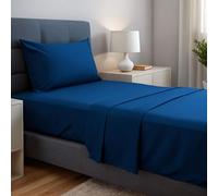 gobedreams Ensemble de Draps 3 Pièces 90x190/200, draps de lit en Microfibre de Polyester brossée. Drap Plat, Drap-Housse Ajustable et 1 taie d'oreiller. Couleur Bleu Marine
