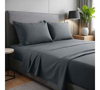 gobedreams Ensemble de Draps 4 Pièces 180x190/200, draps de lit en Microfibre de Polyester brossée. Drap Plat, Drap-Housse Ajustable et 2 taies d'oreiller. Couleur Gris foncé