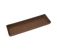 Gobel 225310 Moule à Tarte Maison Rectangulaire Cannelé Fond Fixe Anti-Adhérent 35*11 cm, Brown